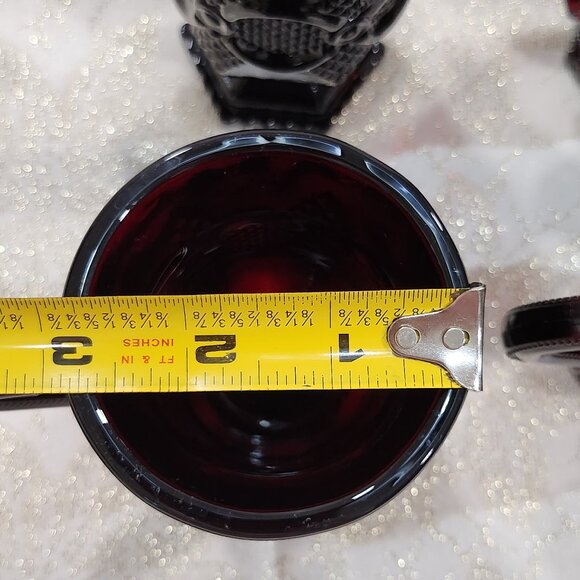 Avon cape cod collection vintage four piece ruby red footed glass mugs - Picture 2 of 6